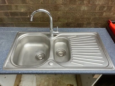 Franke Stainless Steel Kitchen Sink  1.5 Bowl Drainer Reversible CH60 Can Post • £55