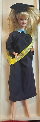 Barbie Millennium 2000 Grad Black Gown Yellow Accent Colors VGUC C199B • $14.56