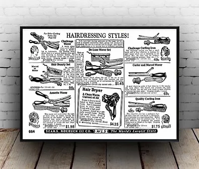 £11.39 • Buy Hair Dressing Style Sears , Vintage Hair Care Advert  Poster Reproduction.