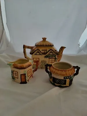 Keele Street Pottery 3 Piece Cottage Wear Tea Pot Milk Jug Sugar Bowl • £14.99