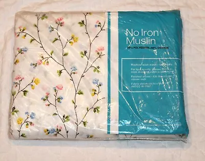 Vintage NEW JCPenney Double Full FLAT SHEET Caroline Flowers No Iron Muslin • $15.99