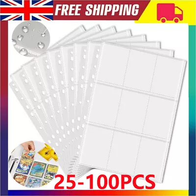 100 Sheet Premium Double Sided 9-Pocket Pages Trading Card Albums Sleeves Binder • £3.29