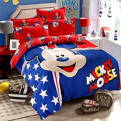 Mickey Mouse Red Patriotic 100% Cotton Twin Full Queen Comforter Set • $224.98