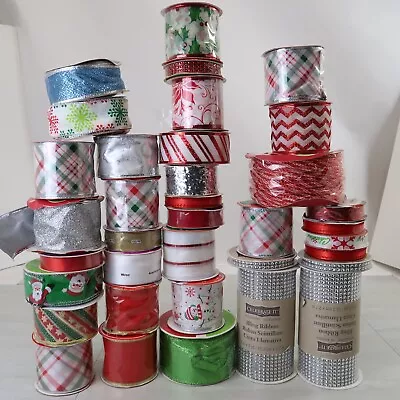 Lot Of Assorted Satin Ribbon Spools Mixed Qty 50 Crafts Bows Scrapbook Wreath • $18