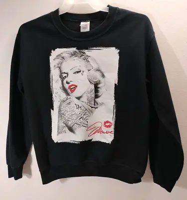 Marilyn Monroe Womens Crewneck Sweatshirt Size Small Black Graphic Logo LS • $6.74