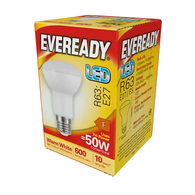 2/6/12 X Eveready LED R63 Reflector E27 ES Light Bulbs | 600 Lumens 7W 3000K |WW • £8.99