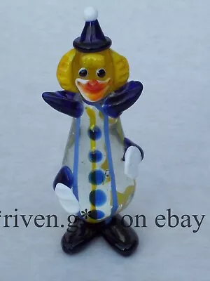 CIRCUS CLOWN FIGURINE@MURANO STYLE Glass Gift@STUNNING JOKER ACT@BIG TOP JESTER • $19.26