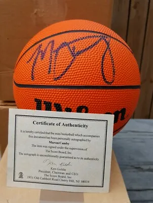 MARCUS CAMBY Signed Wilson Mini Basketball Score Board COA Umass Knicks Auto • $50