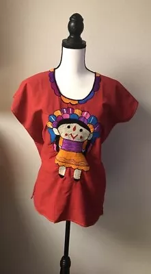 Mexican Blouse For Women Embroidered Size Large • $17.99