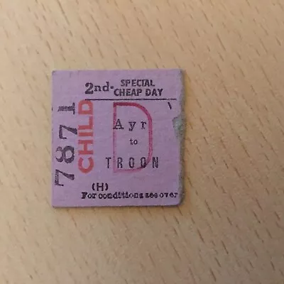 Half.  Railway Ticket;.   (  Ayr. To. Troon  62  ). P-73 • $2.48