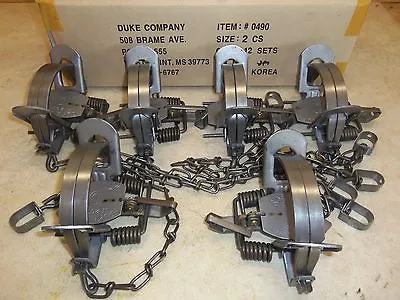 $81.95 • Buy 6 Duke # 2 Coil Spring Traps 0490 Coyote Bobcat Fox Lynx Otter Trapping Nuisance