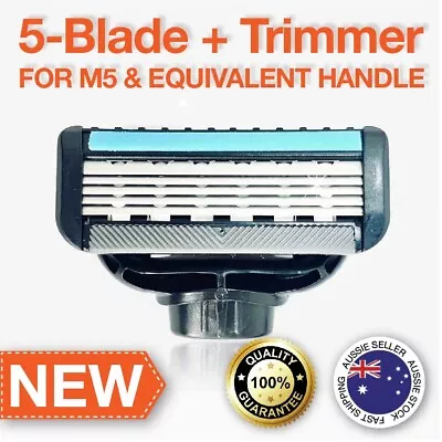$6.95 • Buy 5-Blade + Trimmer Razor Blades Compatible With M5 Handle 4xRefills