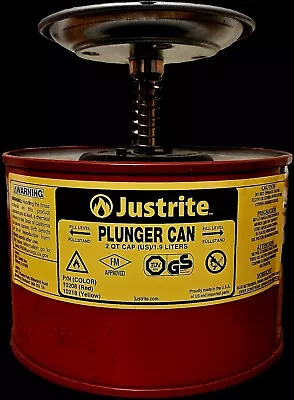 Justrite 10208 2 Quart  Premium Coated Steel Plunger Can With Brass And... • $65