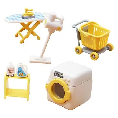 1/18 Dolllhouse Laundry Room Set Shelf Washing Machine Ironing Stand DIY Scene • £7.63