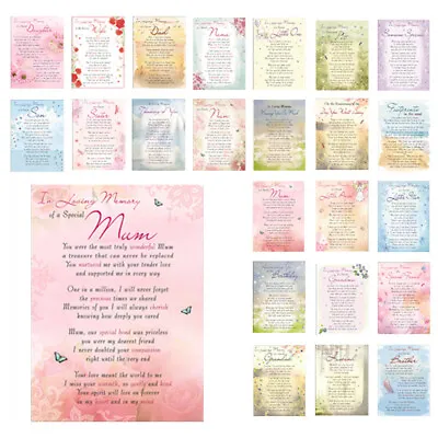 Graveside Memorial Cards With Verse Flower Card Husband Mum Son Pet Dad Etc • £3.89