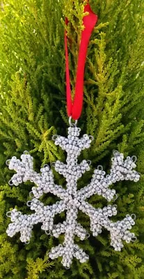 Christmas Ornaments Tree Hanging Decorations Snowflake2 Pendant-Iron Glass Beads • $5.99