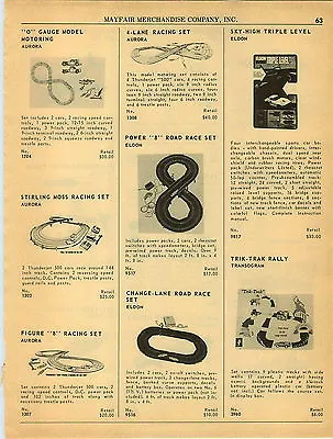 1964 PAPER AD Toy Aurora Eldon Slot Car Race Track 4 Lane Racing Set • $7.99