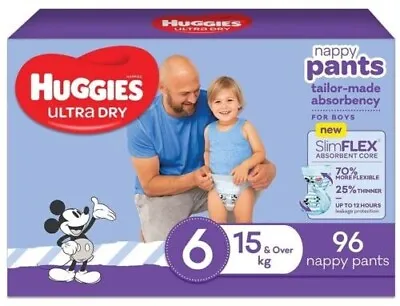 $80 • Buy Huggies Ultra Dry Nappy Pants Boy Size 6 (15kg & Over), 96 Count