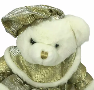 Christmas Teddy Bear Girl Plush Gold Sparkle Holiday Dan Dee Stuffed Animal 2003 • $34.85