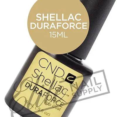 CND SHELLAC DURAFORCE Top Coat 15ml + FREE Remover Wraps 10ct Valued At $6.95 • $42.95