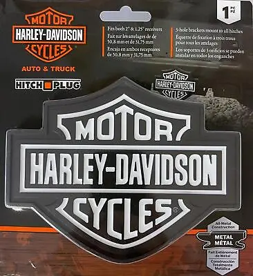 Harley Davidson Bar & Shield Black White Hitch Plug Cover 2 &1.25  Receiver Plug • $32.90