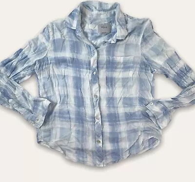 Rails Blue & White Plaid Lightweight Thin Button Up Shirt Size Small Long Sleeve • $19.99