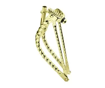 CUSTOM Gold Springer Fork Bent Square Twisted For 20  Bike Lowrider Cruiser  • $119.99