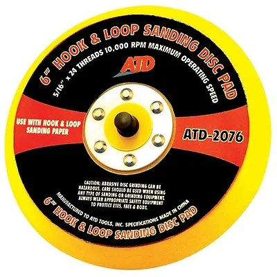 ATD Tools 2076 6  DA Pad Hook And Loop Sanding Disc Pad • $14.95