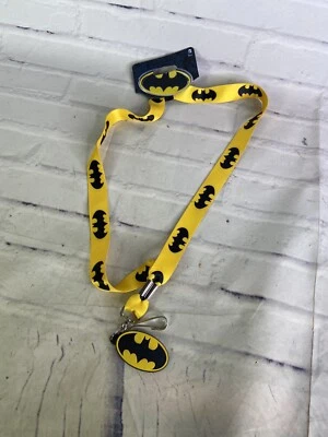 DC Comics Batman Logo Lanyard Licensed Badge Keychain Holder Yellow Black NEW • $11.99