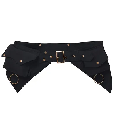 Steampunk Belt Bag Waist Belt Festival Belt Bag Hip Belt Multifunction Bag Black • $19.99