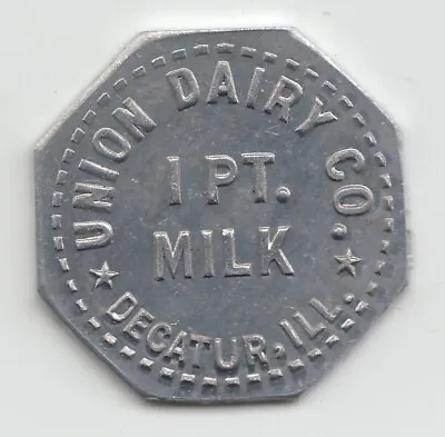 Union Dairy Co 1 Pint Milk Dairy Trade Token Small Rosette Decatur IL 5 • $3.99
