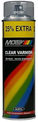 £16.49 • Buy Motip Gloss Finish Clear Lacquer Varnish Acrylic Spray Paint / Aerosol 500ml