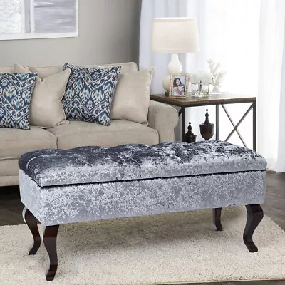 £82.95 • Buy Crushed Velvet Footstool Storage Case Long Bench Piano Seat Make-up Hall Chair
