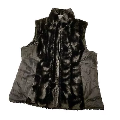 Private Quarters “Touch Of Mink” Black Faux Fur Vest Women's XL • $18