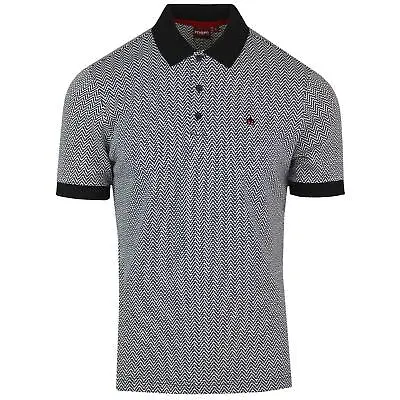 Merc London Retro Zig Zag Pattern Soft Cotton Polo Shirt Deptford - Black   • $53.53