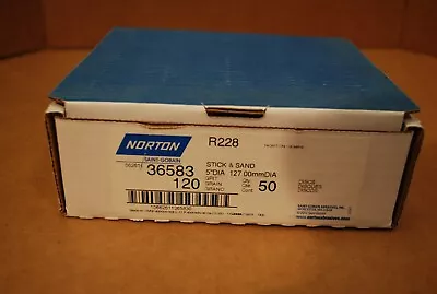 Norton 5” Stick & Sand 120 Grit Box Of (50) Discs • $29.95