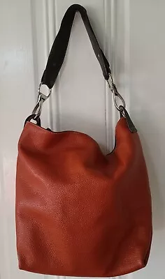 Vera Pelle Tan/Orange Leather Bag Spacious Shoulder Handbag • $35