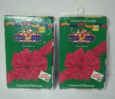 2 Disney Mickey Mouse Vintage Christmas Double Sided Pillowcase  Skating Party   • $14.99