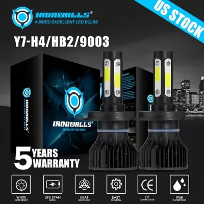 4 Sides 9003 H4 LED Headlight Bulbs Kit 1000000LM Hi/Lo Beam Super Bright White • $25.69