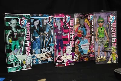 Monster High Boy Dolls Set/5 Duece Neighton Slo Mo Invisibilly &Gil MIB NRFB • $525