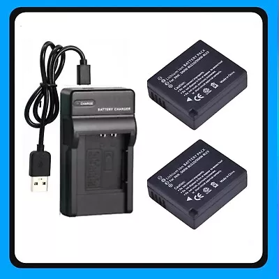 2 Battery + Charger For Panasonic DMW-BLE9E DMW-BLG10Lumix DC-ZS200/TZ200 TZ220 • $46.60