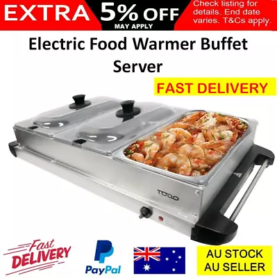 Electric Buffet Food Warmer Server 3 Tray Large Bain Marie Stainless Steel Cook • $114