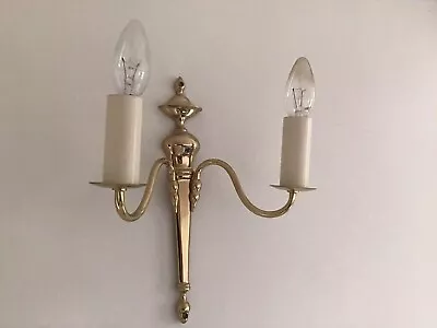 7 X Matching Brass Vintage Gold Candle Wall Lights Ivory Metal Candle Covers • £75