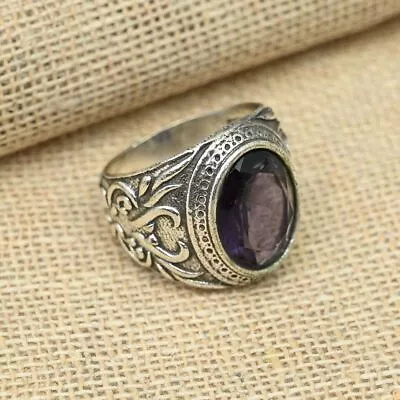 925 Sterling Silver Amethyst Gemstone Ring Designer Men's Ring All Size R178 • $17.84