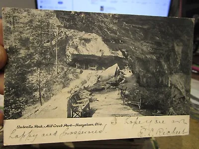 F1 Vintage Old OHIO Postcard YOUNGSTOWN Umbrella Rock Mill Creek Park Cliff Edge • $9.99