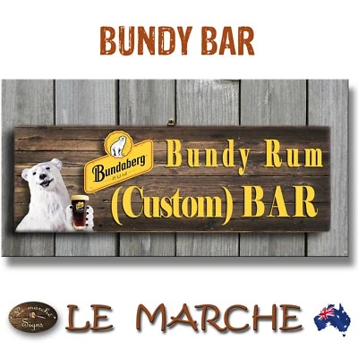 CUSTOM NAME Bundy Bundaberg Rum Bar Wooden Plaque  Your Name  Bundy Bear Bar • $17.95