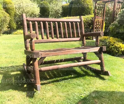 £149.90 • Buy Rustic Wood Bench Garden Patio Furniture 2 Seater Swing Love Seat Rocking Chair