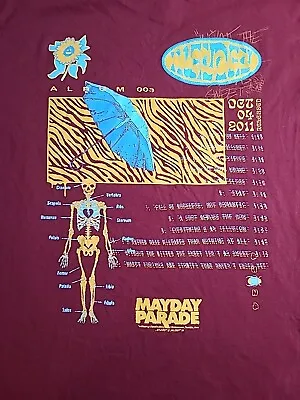 Mayday Parade Self Titled Skeleton Shirt 2011 XL Maroon Dual Sided Emo  • $24.99