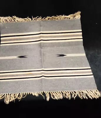 Vintage Wool Woven Saltillo Serape Runner Scarf 19x20  Rug Farm Estate W Fringe • $9.99