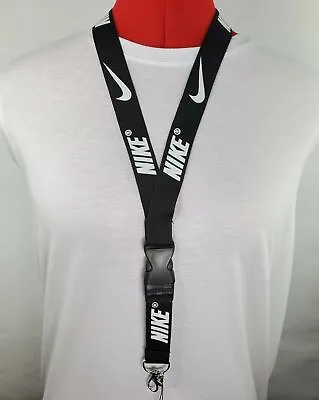 Nike Lanyard Black & White Strap Detachable Keychain Badge ID Holder • $4.97